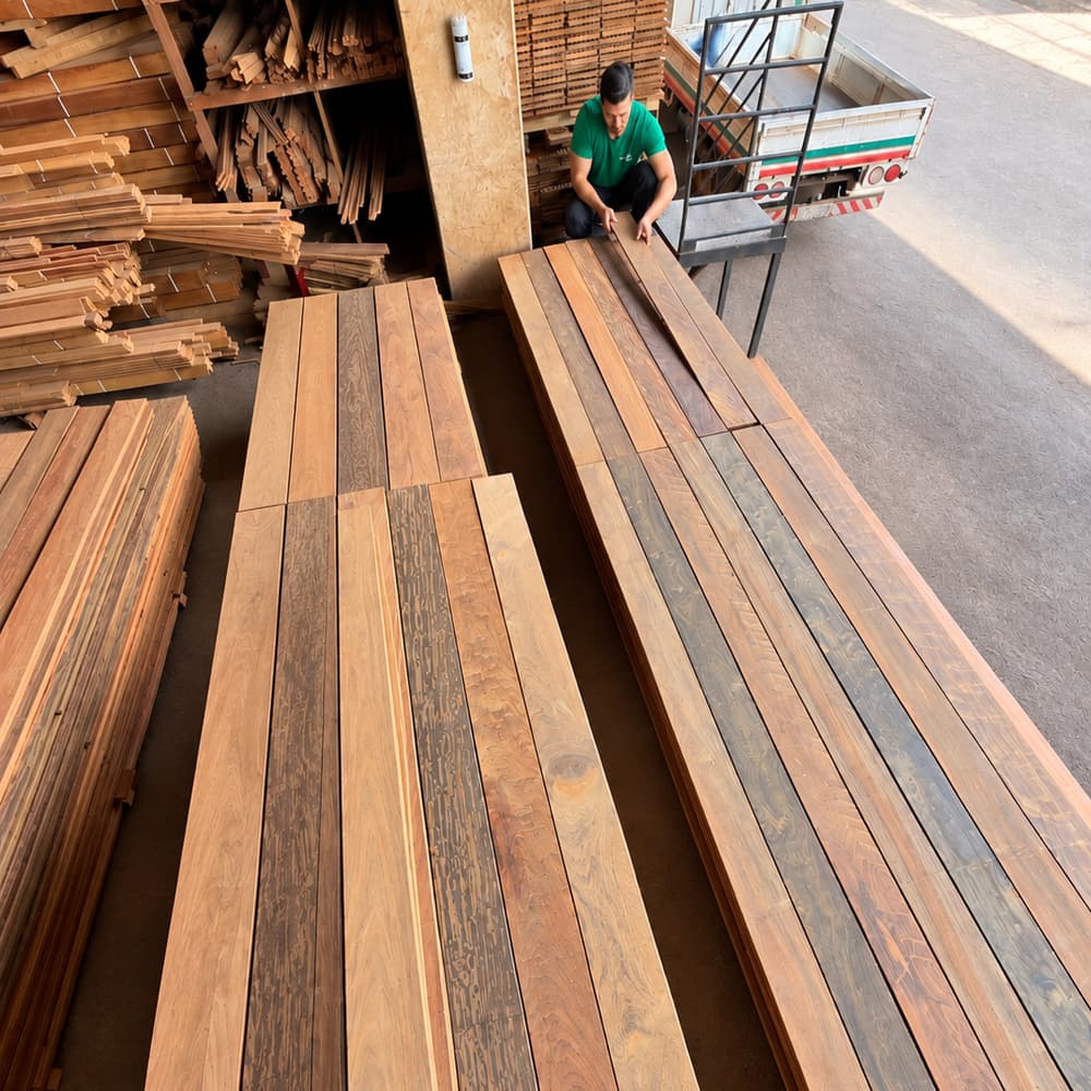 Deck Ipe Tabaco Extra rustico em estoque de madeira