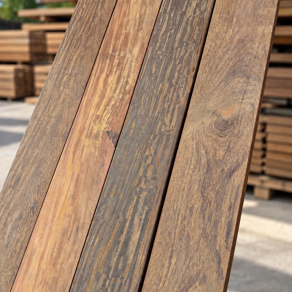Detalhe da textura do Deck Ipe Tabaco Extra rustico
