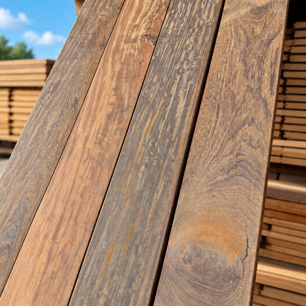 Vista alternativa da textura do Deck Ipe Tabaco Extra rustico